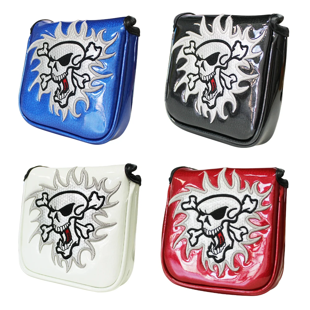 Чехол для клюшки гольфа с магнитной застежкой череп ПУ водонепроницаемый