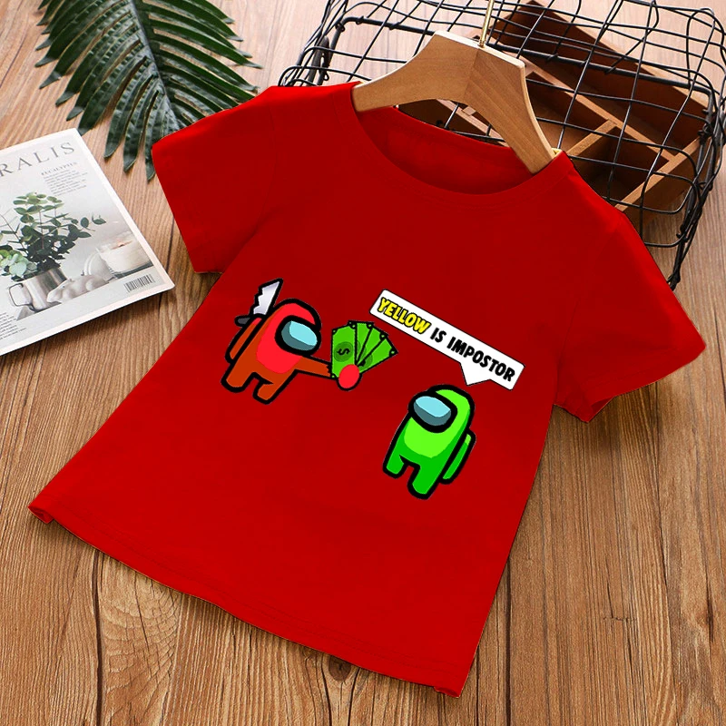 

Summer clothes children's clothes t-shirts between us game themed t-shirts fun clothes toddler boys girls t-shirts loose fit