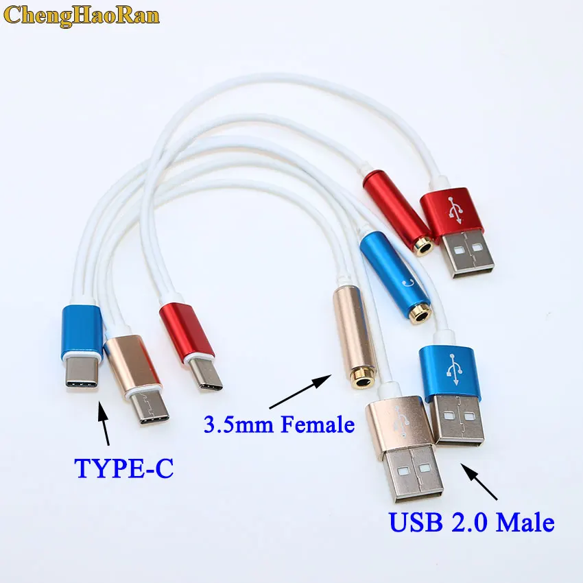 Аудиоадаптер ChengHaoRan папа USB Type C мама 3 5 мм 2 в 1 разъем для наушников и 0 адаптер