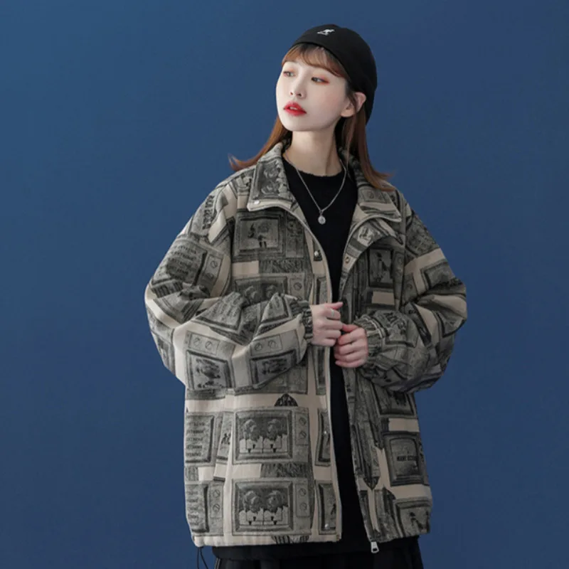 

Spring Autumn Printed Jacket Men's Korean Fashion Loose Casual Jacket Men's Harajuku Streetwear Hip-hop Bomber Jacket Jacket Men