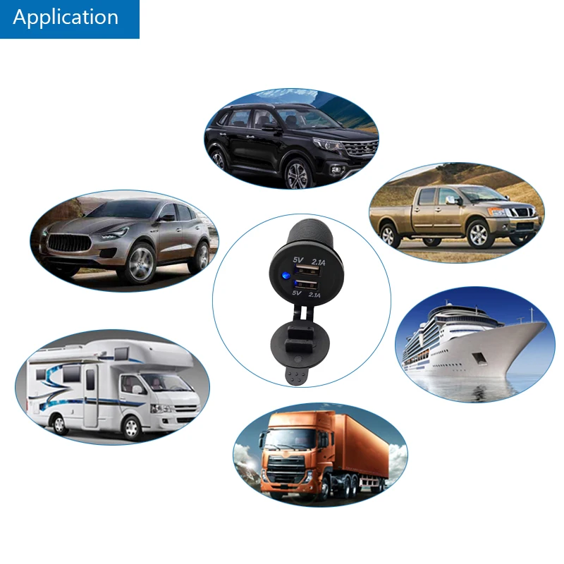 Устройство для автомобиля с двумя портами USB Зарядное устройство мотоцикла авто