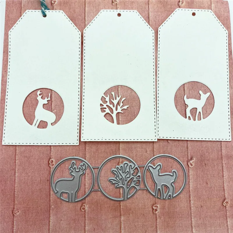 

3pcsChristmas round Fawn DIY Scrapbooking Photo Album Paper Card Craft Cute Embossing Metal Cutting Dies Stencils Scrapbooking