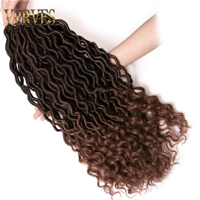 T1B/30 VERVES Faux locs 18 дюймов вязание крючком сплетенные волосы для наращивания 24 пряди/упаковка косички Омбре плетение волос синтетический афро коричневый оптом - Цвет: T1B/30