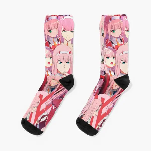 

Zero Two Collage Crew Socks Black Women Mens Best Knee High Ankle