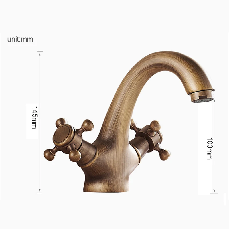 

QUANXUNHE European Style Retro Basin Faucet Crane Bronze Brushed Sink Faucets Taps Bathroom Swan Vintage Basin Mixer Crane