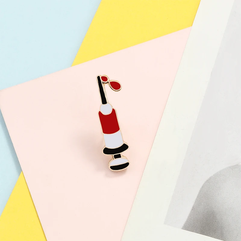 Лидер продаж брошь в виде медицинского шприца креативные металлические