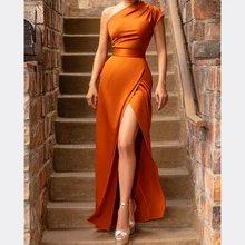 Liyong alta divisão sexy vestido de festa das mulheres um ombro magro vestidos de verão sólida noite bodycon (1)