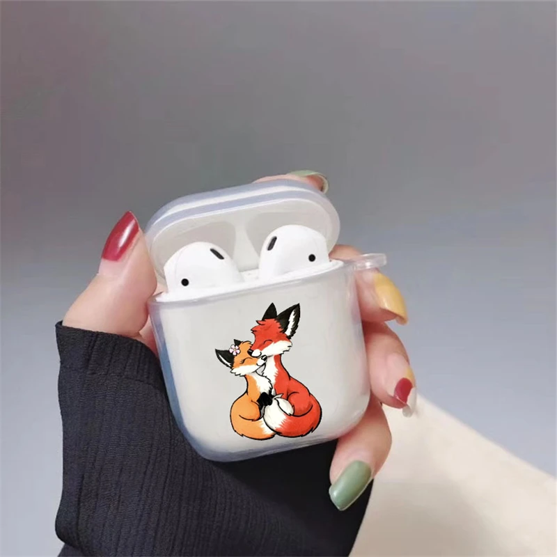 Симпатичный мягкий силиконовый прозрачный чехол с аниме забавным foxs для Apple airpods s