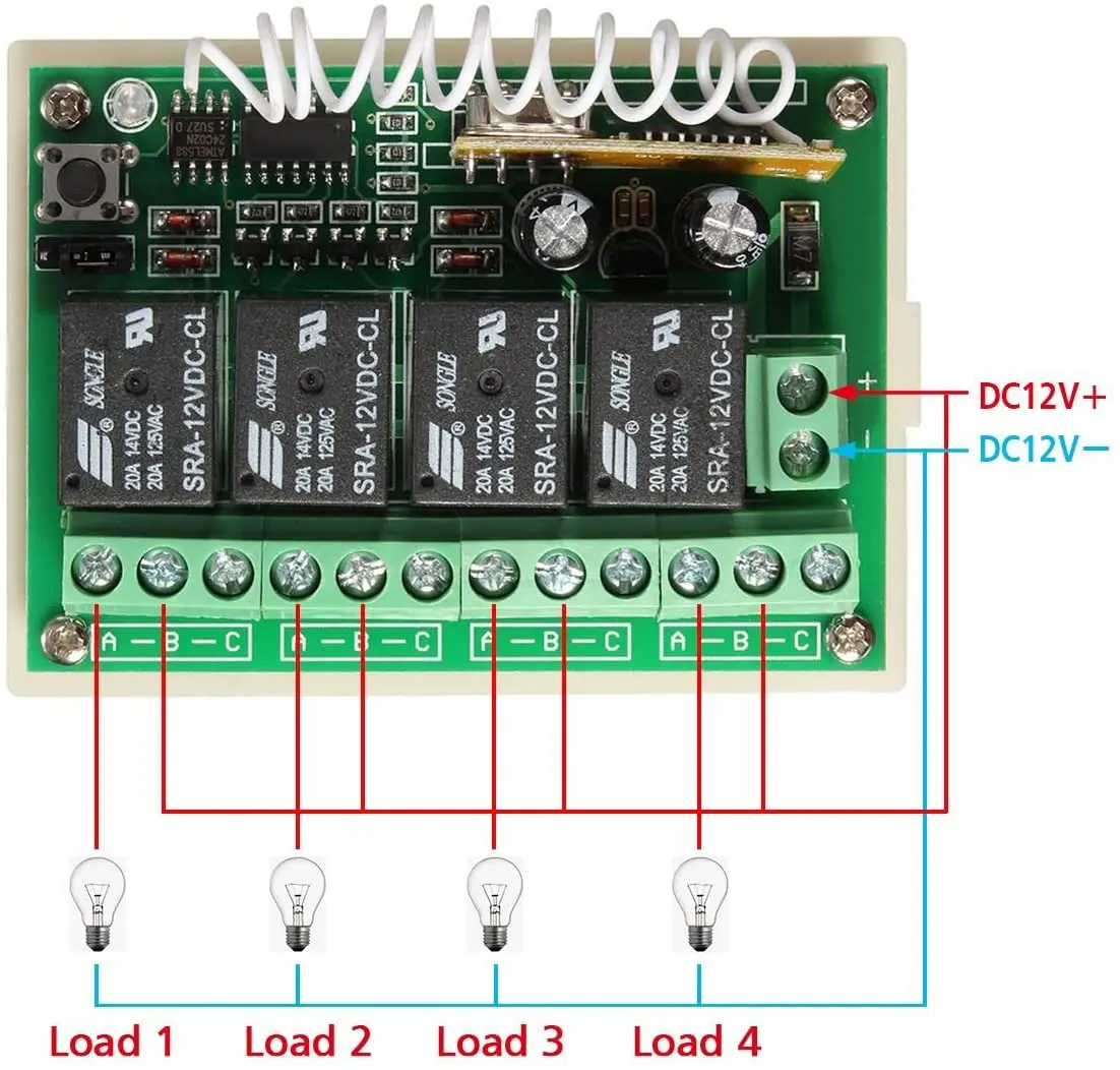 433Mhz Wireless Remote Switch Long Range DC 12V 4CH Channel Control Relay Receiver Module Transmitter Toggle | Обустройство дома