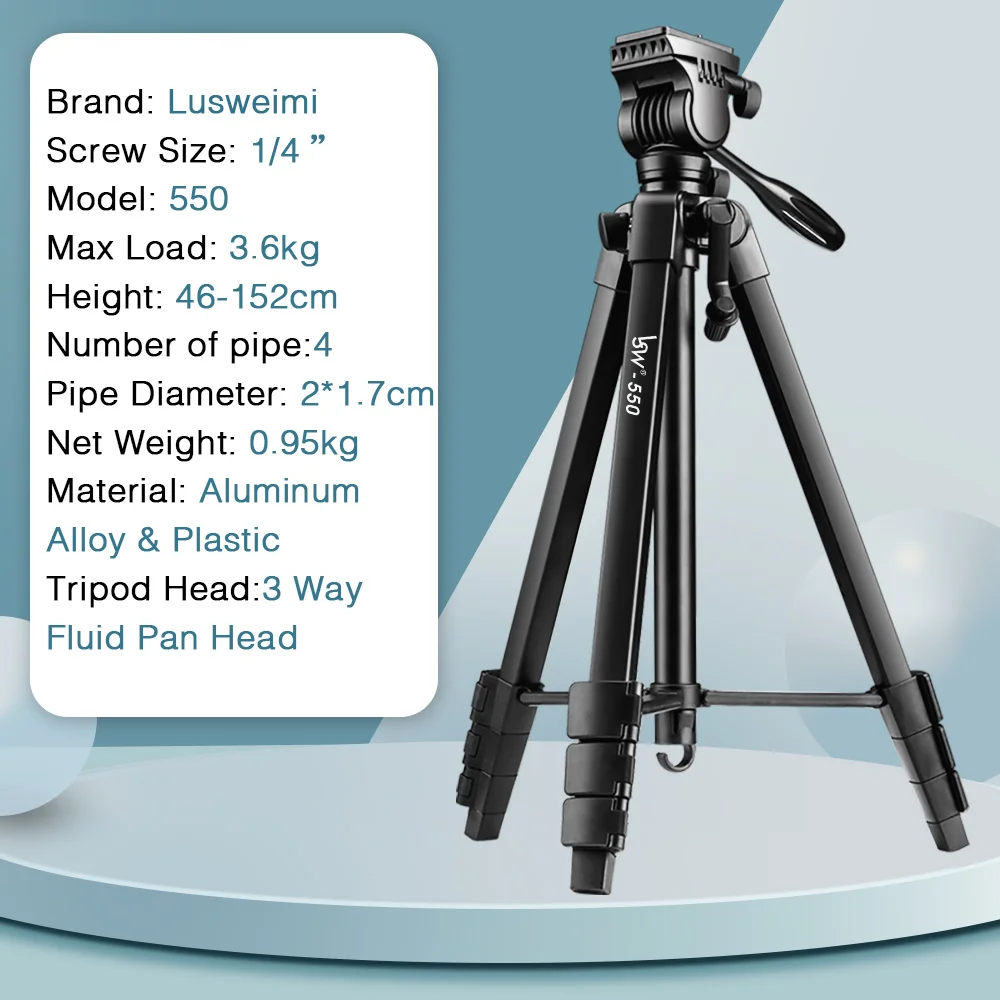 Штатив для камеры 150 см/60 дюймов DSLR с держателем телефона и дистанционным