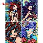 5D DIY алмазная живопись цветная Девушка полный квадраткруглые большие глаза женщины вышивка узор 3D наборы для вышивки крестом мозаика наклейки на стену