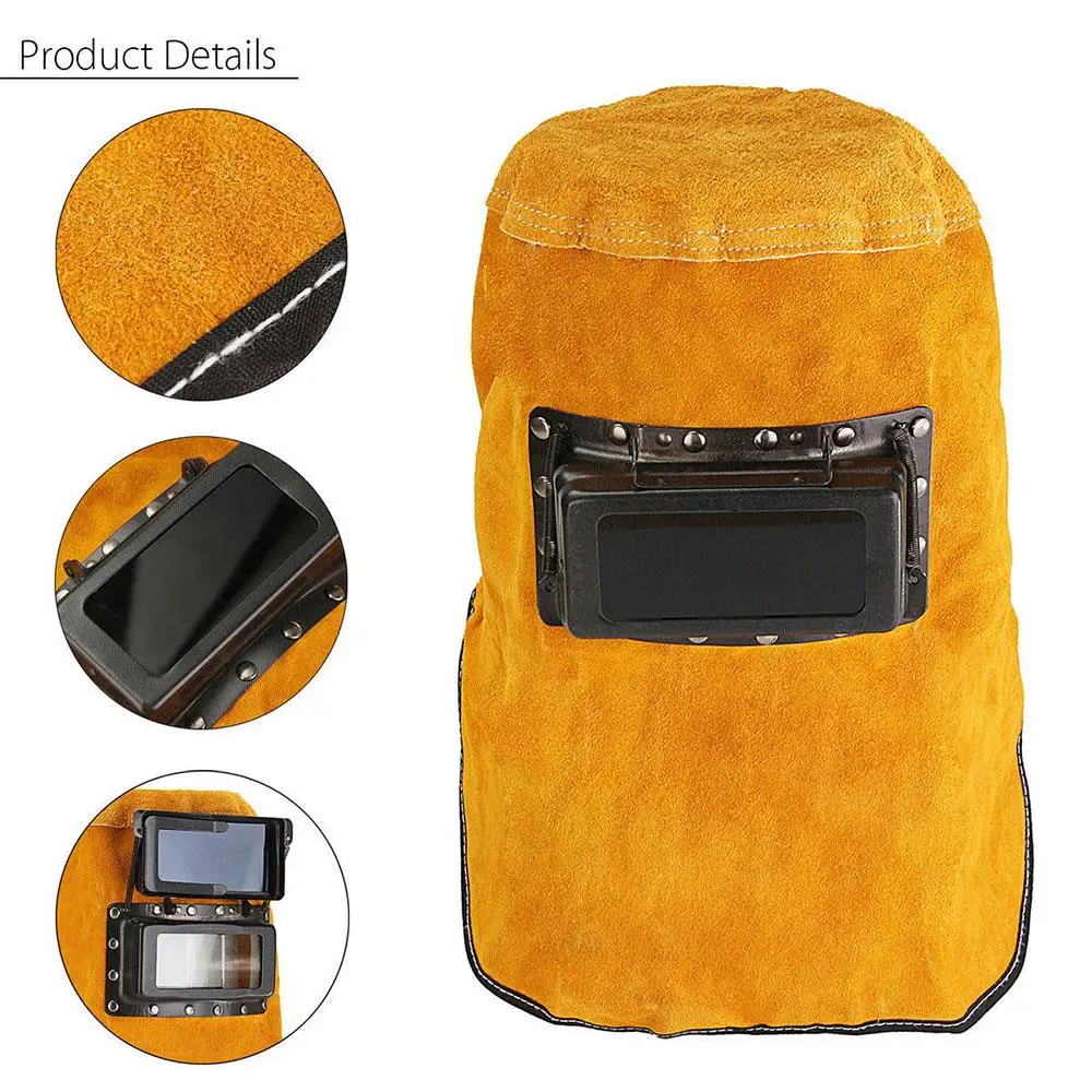 Защитная маска сварщика желтая шлифовальная кожаная бленда удобный сварочный