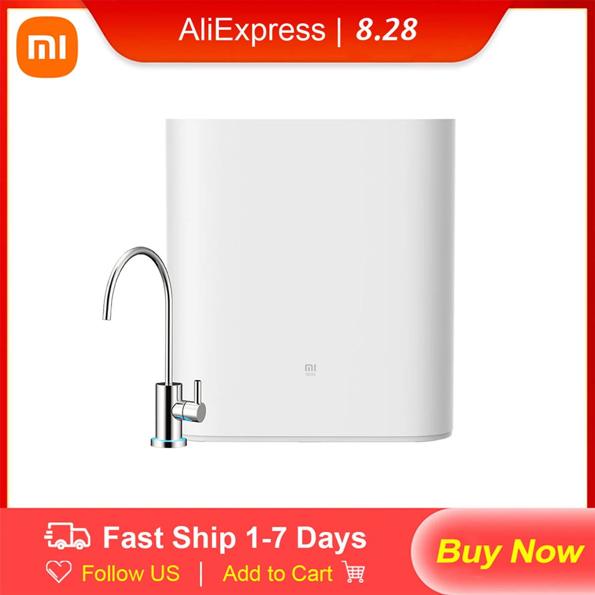 

Xiaomi Mijia Mi Water Purifier 500G Enhanced Edition 1.3L/min RO Reverse Osmosis Water Filter Mihome APP Control MR532-D 4 in 1