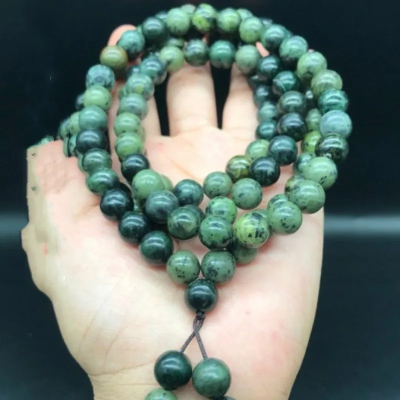 Браслет из натурального тибетского нефрита с бусинами в виде Будды