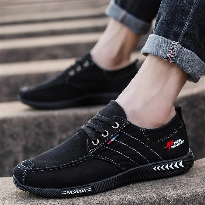 

New canvas shoes deodorant breathable men's shoes tide shoes non-slip male students tie casual stripes men shoes