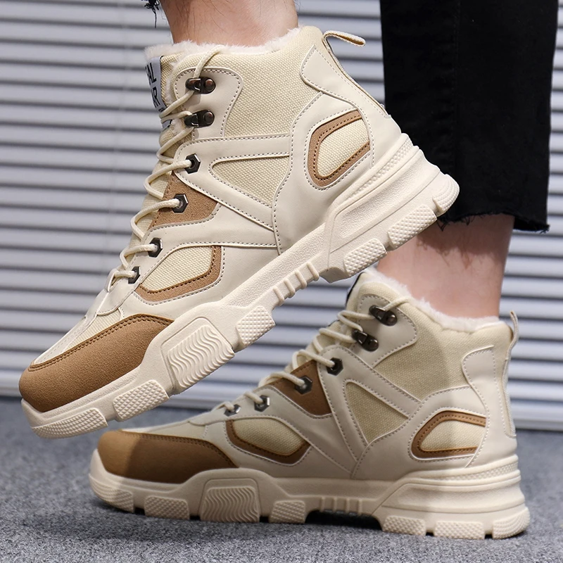 Мужские Нескользящие походные туфли теплая плюшевая Удобная зимняя обувь