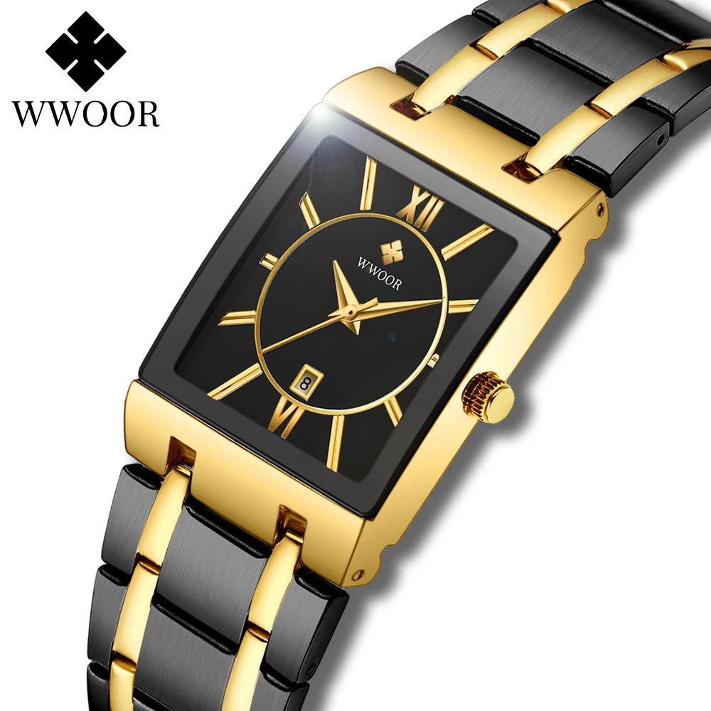 Women's Bracelet Watches 2021 WWOOR Top Brand Luxury Gold Square Quartz Watch Ladies Dress Sports Wrist Watches Relogio Feminino