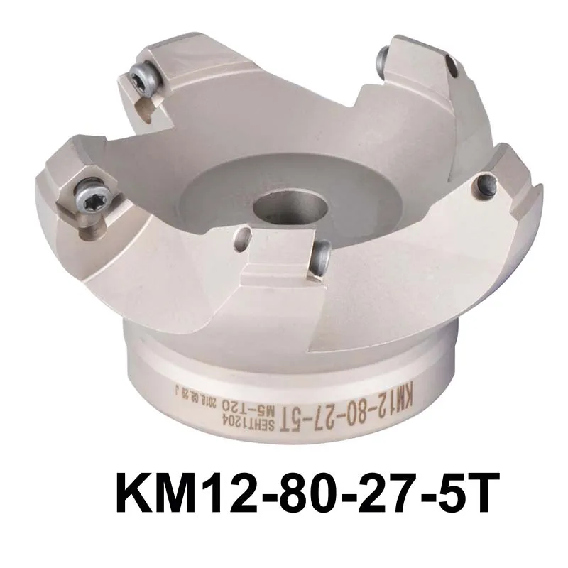 KM12-80-27-5T Плиты фреза KM12 50 мм 63 мм 80 мм 100 мм фрезерные инструменты с ЧПУ для вставок SEKT1204 и SEHT1204 - Длина режущей кромки: KM12-80-27-5T