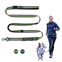 pet dog leash hands free adjustable nylon dog leash material reflective pet leash with carabiner for running walking training