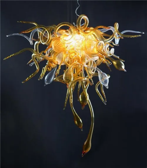 

110-240V Amber Chihuly Chandelier Lamp Cheap Free Shipping G9 Home Kitchen Cabin Deco Light Fixtures