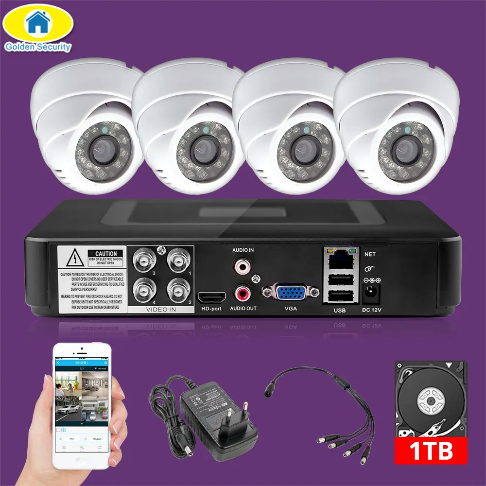 Розовый Отправлено из России 4CH CCTV DVR система видеонаблюдения, наружная 720P AHD камера ночного видения DVR CCTV Камера - Цвет: Розовый