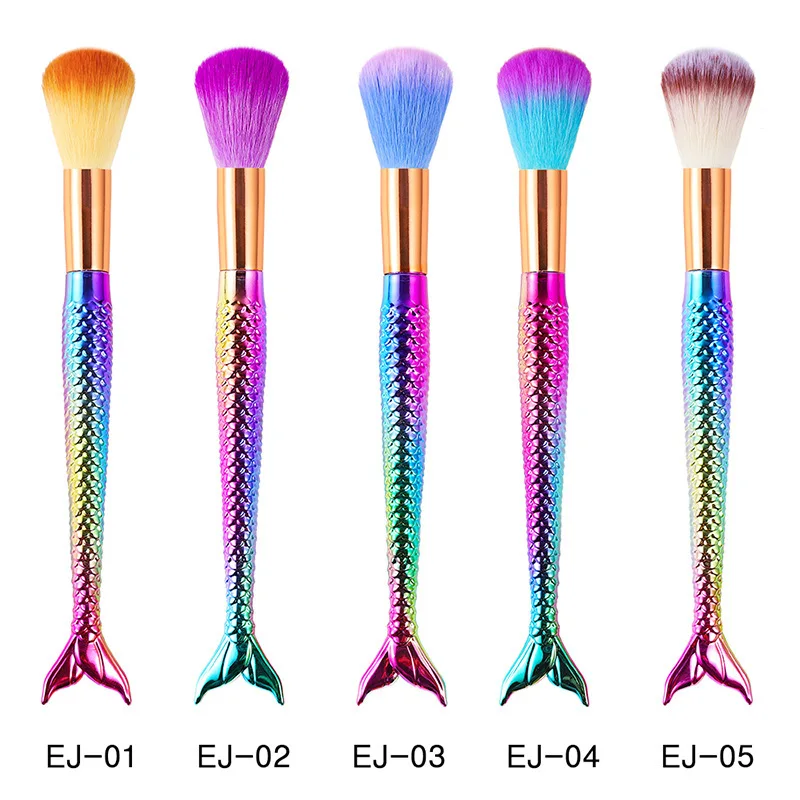 

Professional Nail Art Brush 1 Pcs Mermaid Rainbow Handle Soft Fluffy Nail Brush For Remove UV Gel Dust Powder Beauty Makeup Tool