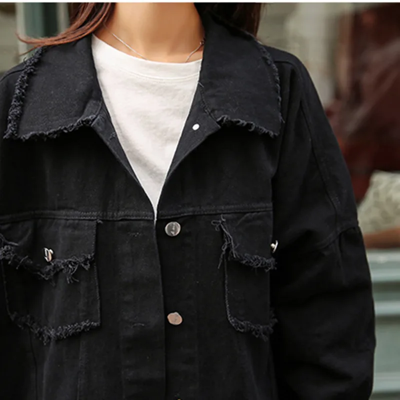 

Letter print jean jacket spring autumn long streetwear denim coat women new hip hop outwear oversized loose women's denim jacket