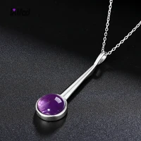 s925 sterling silver pendant necklace large round 10mm amethyst geometric necklace engagement party gift
