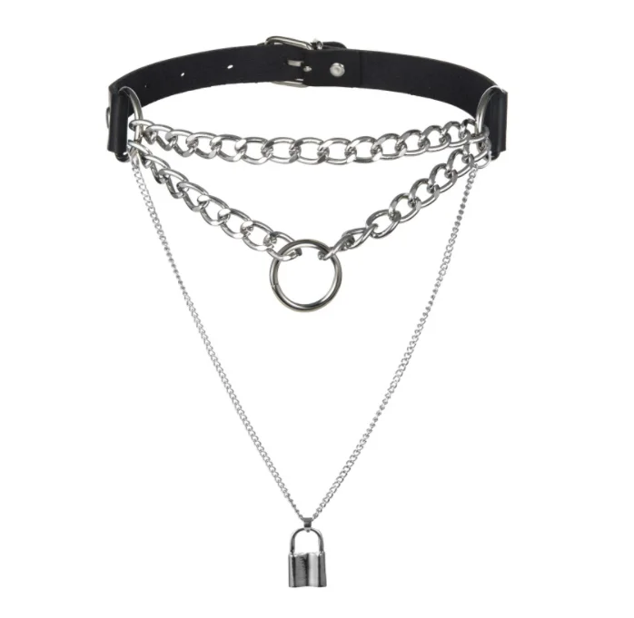 

Egirl Choker Collar Lock Gothic Necklace Punk Goth Jewelry Harajuku Style Black Chocker Emo Grunge Aesthetic Accessories