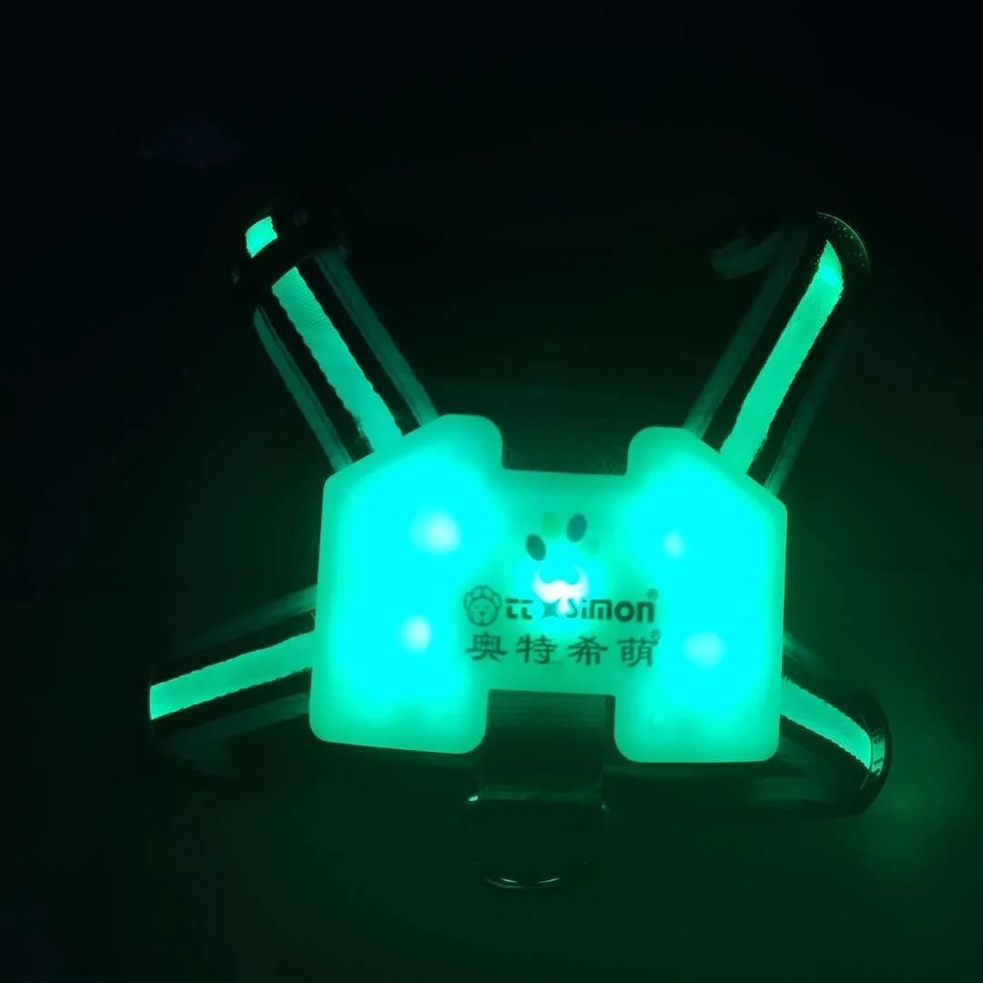

anime dog collar 7 in 1 color Dog Harness Glowing USB Led Collar Puppy Lead Pets Vest Dog Leads