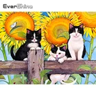 Evershine 5D Алмазная вышивка кошки Новое поступление   вышивка крестом полная площадь Алмазная мозаика животные подсолнух декор для дома