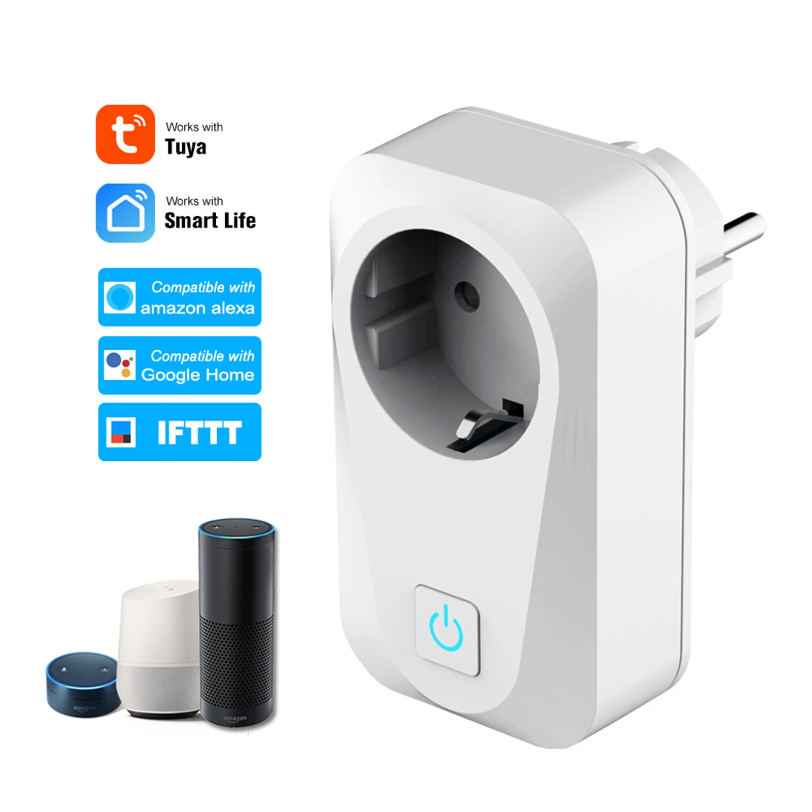 

Smart WiFi Socket EU Type F Wireless Remote Control Smart Home Power Socket Via App Smart Timer with Alexa for Google Home IFTTT