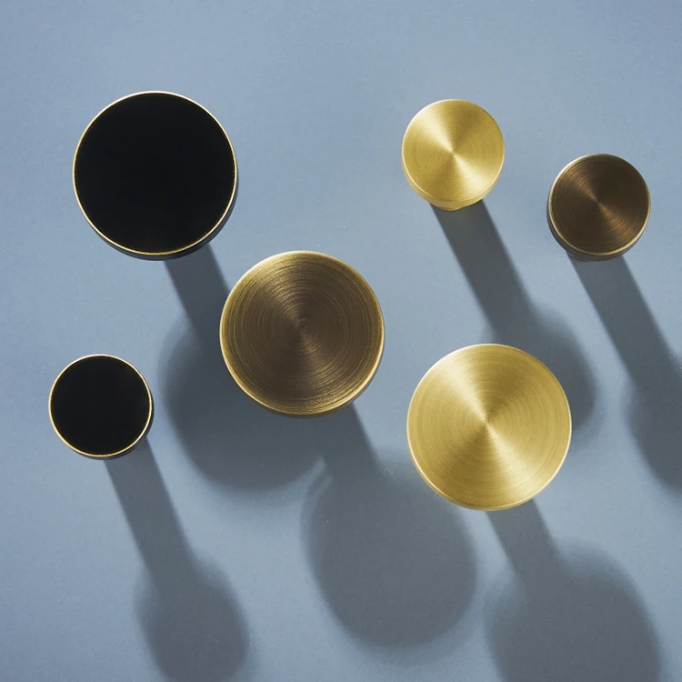Золотая латунь простая ручка для шкафа ручки круглой формы черные латунные
