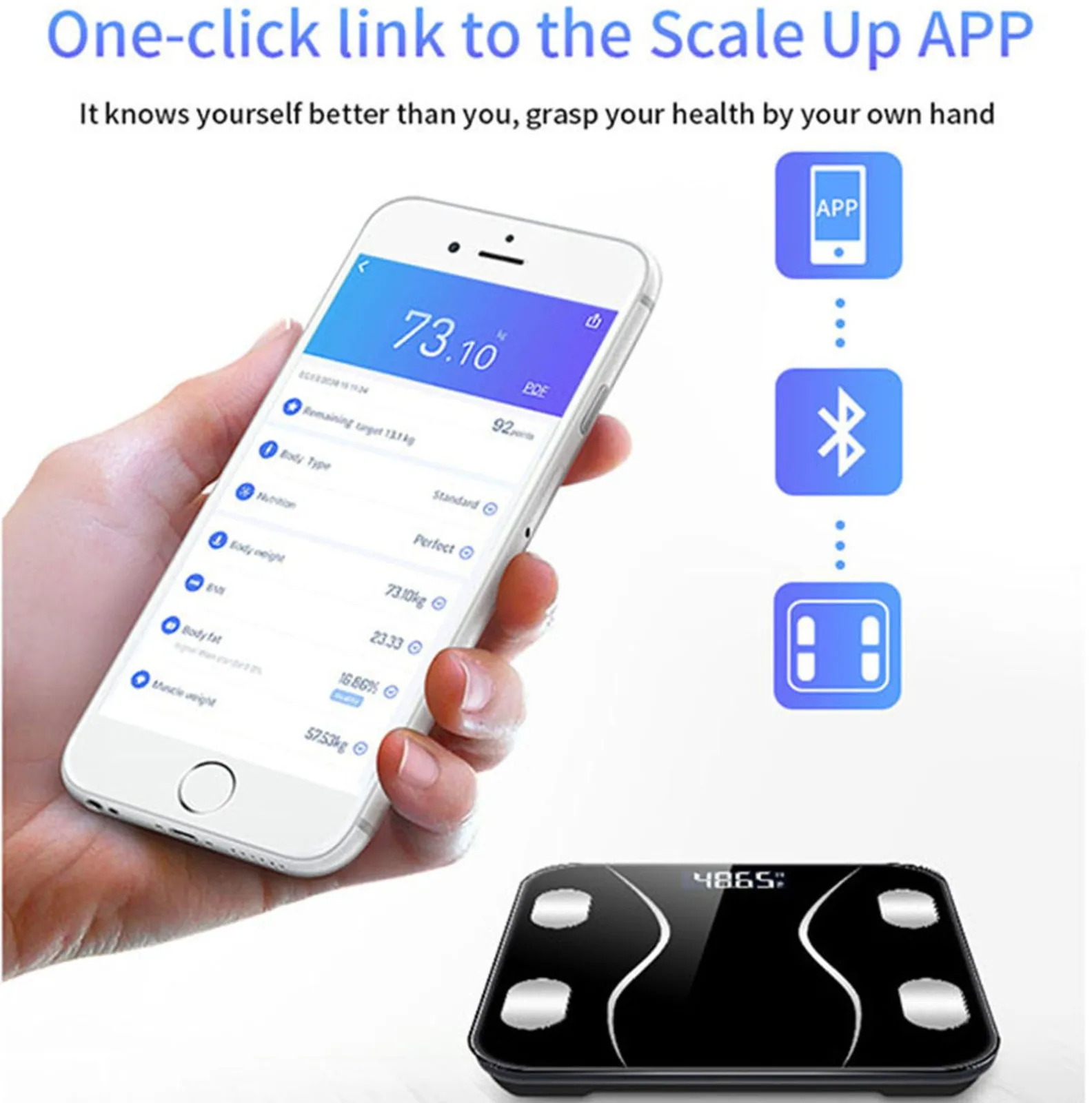 

Body Fat Scale Smart for Monitoring Weight Scale Health Wireless Digital BMI Body with Smartphone App Bluetooth Smart Bathroom