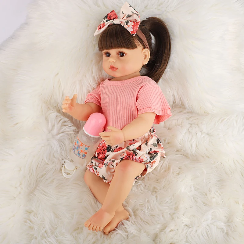 

55cm Big Size Reborn Toddler Doll Toy Lifelike Vinyl Pink Princess Baby With Unicorn Cloth Body Alive Bebe Girl Birthday Gift