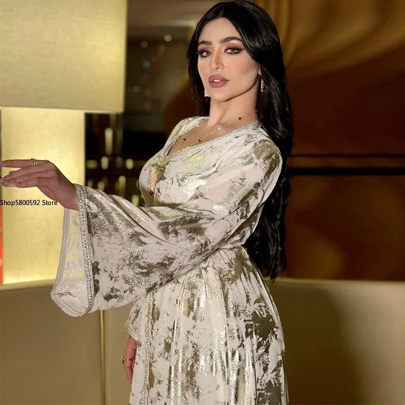 Fashion Muslim Abaya Maxi Dress Women Long Sleeve Loose Muslim Saudi Arabic Jalabiya Oman Dubai Morroco Caftan with Belt Fall