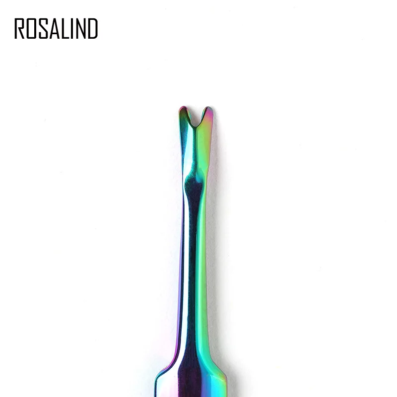 ROSALIND 1PCS Rainbow Stainless Steel Cuticle Remover Callus Dead Skin Fork Nail Art Manicure Pedicure Trimmer Tools | Красота и