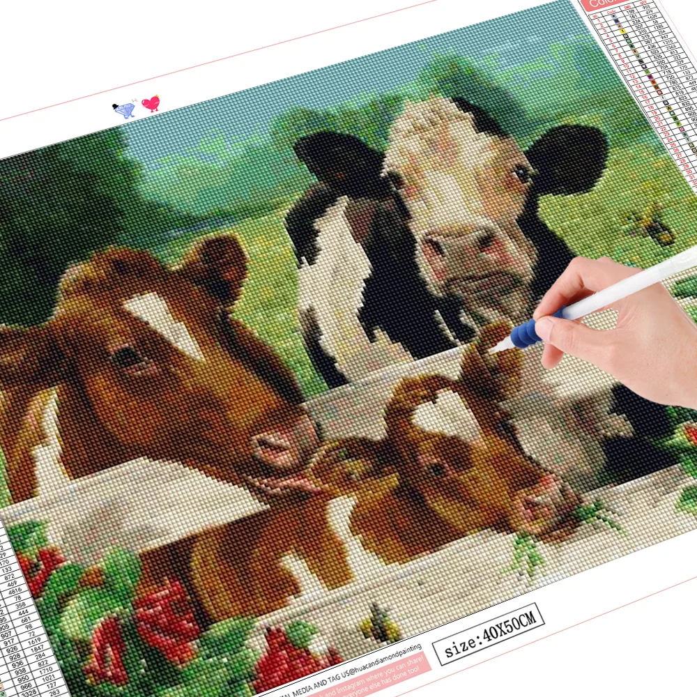 HUACAN полностью квадратная круглая Алмазная вышивка 5D животный принт крестиком