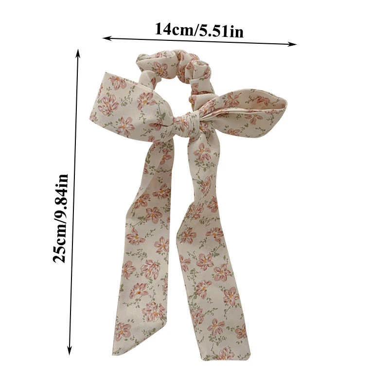 

New Arrival Chiffon Knotted Bows Hair Rope Girls Women Streamers Hair Ring Fashion Hair Accessories Floral Bow Ribbon Scrunchies