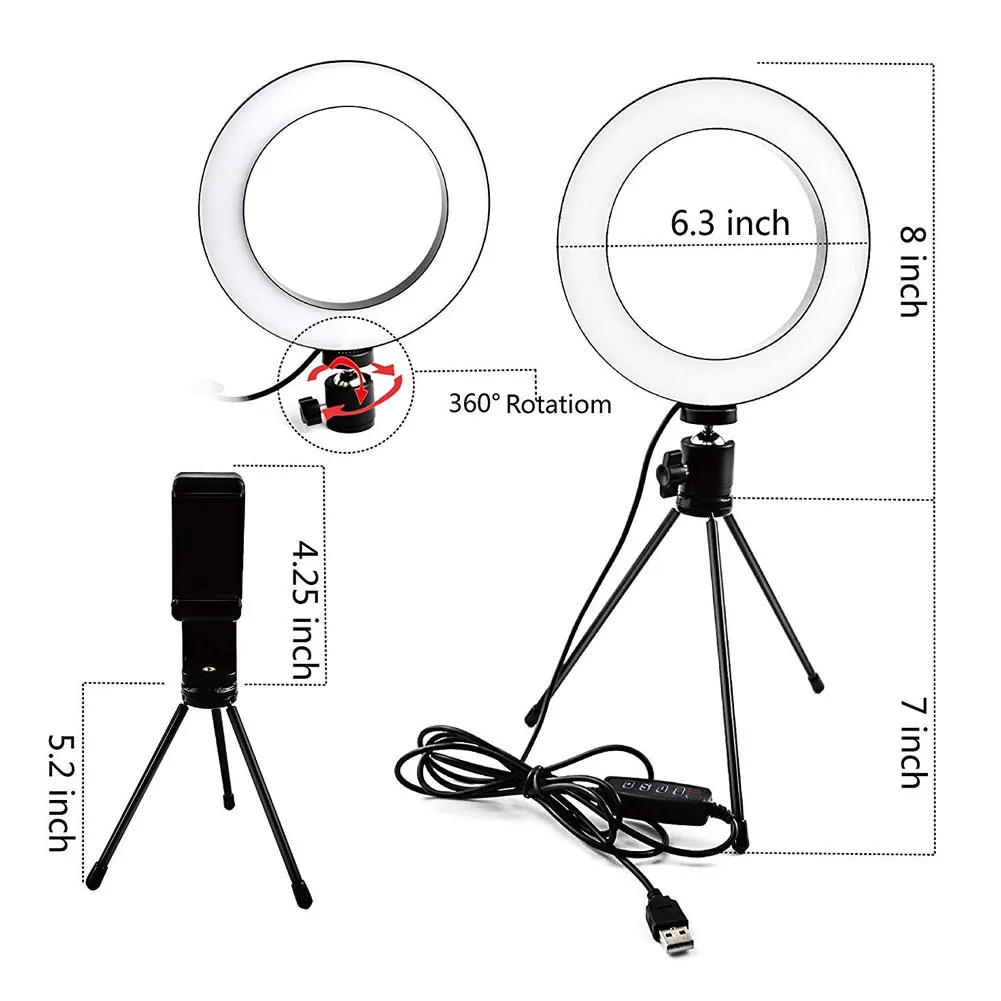 

Ring Light with Phone Holder Tripod Dimmable Selfie Light for Photography Makeup DJA99