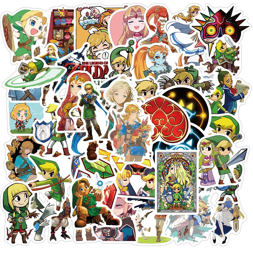 Pegatinas de grafiti de Zelda para coche, motocicleta, equipaje de viaje, guitarra, pegatinas de dibujos animados impermeables, juguete para regalo de broma, 10/30/50 Uds.-0