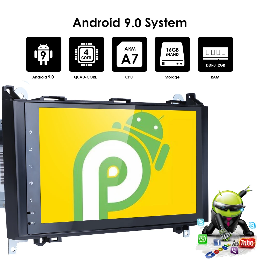 9 дюймов Android9.0 автомобиль без DVD Радио для Mercedes Benz/Sprinter/B200/W245/B170/W209/W169 VW Crafter с BT 4GWifi gps Радио 2 грамма