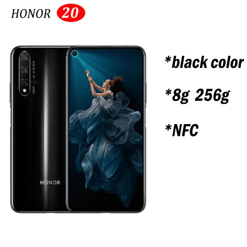 8g256 black 20 Honor 20 honor 20 pro NFC мобильный телефон Kirin 980 Android 9,0 6,26 дюймов экран 3750 мАч батарея смартфон - Цвет: 8g256 black 20