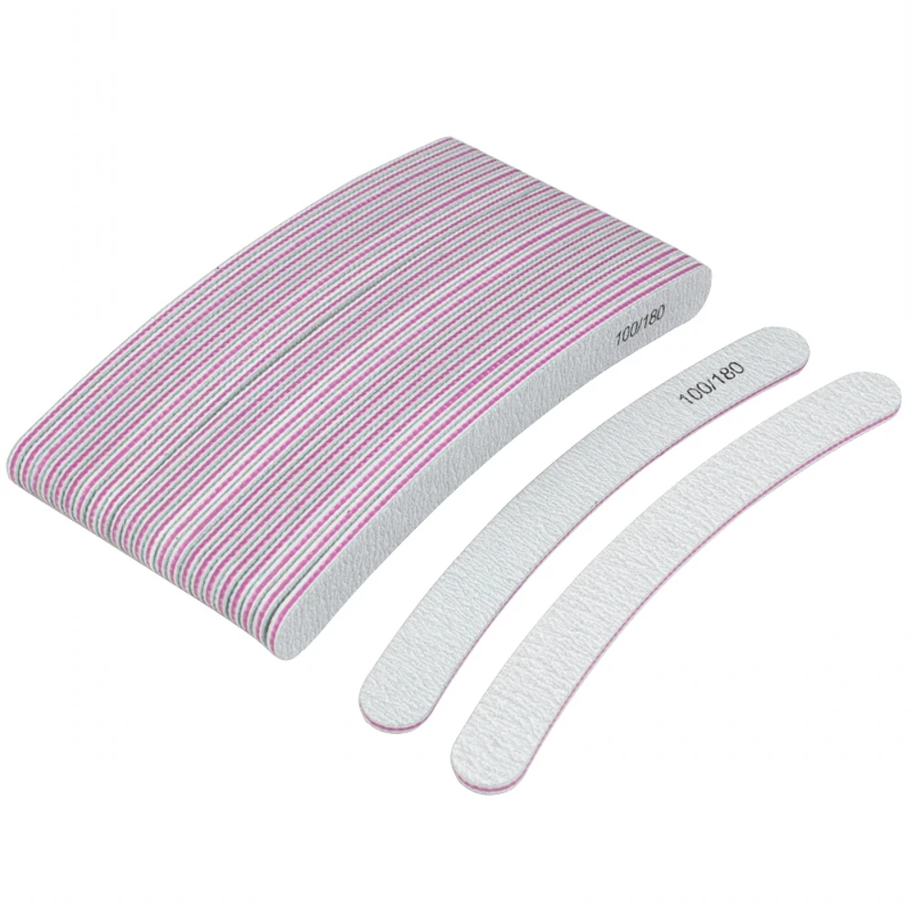 

100/Pack Wholesale Double Sided 100/180 Nail Files And Buffers Set Supplies For Professional Accesorios Reusable Trimmer Vendor