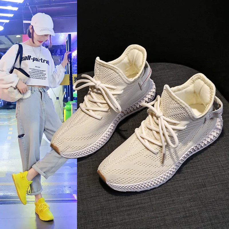 Вязаная обувь коллекция 2019 года сезон осень новые студенческие кроссовки