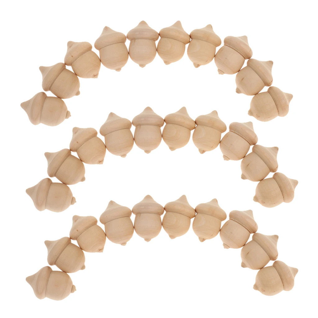 

30 шт., необработанные деревянные желуди