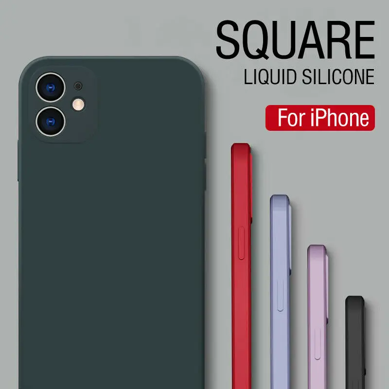 for iphone 11 pro max xs max xr x 8 7 plus se 2020 6 6s plus 12 color case new square liquid silicone soft skin case cover free global shipping