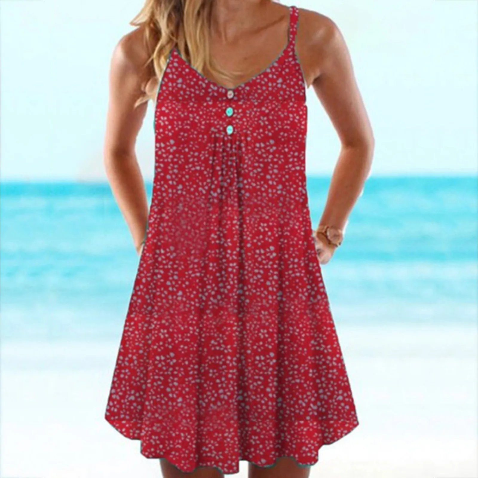 

SAGACE Ladies summer multicolor sexy dress beach skirt 2021 Women Fashion And Casual Summer Multicolor Sexy Floral Beach Dress