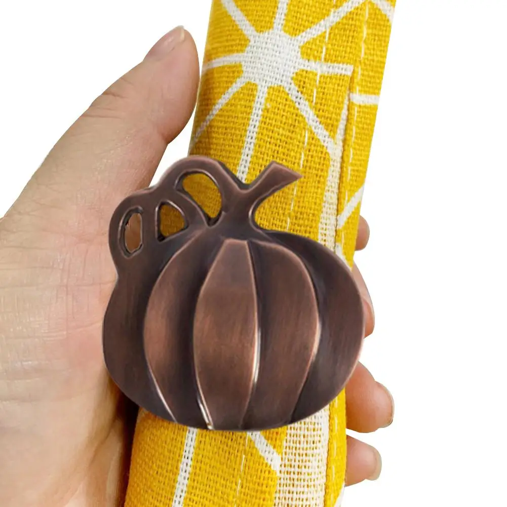 

6Pcs Pumpkin Napkin Rings Alloy Napkin Holders Napkin Buckles For Wedding Party Dinner Table Decor Halloween Table Decoration