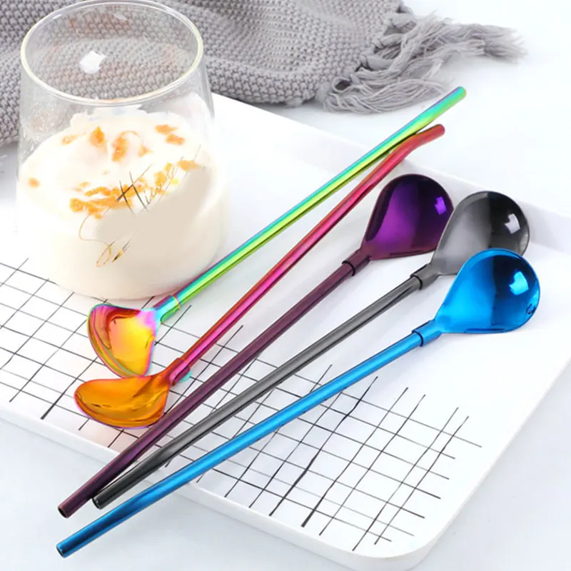 1 шт. длинная витая соломенная ложка портативная Золотая чайная Многоразовые